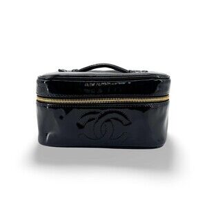 Chanel Vintage Timeless Cosmetic Case Patent Large